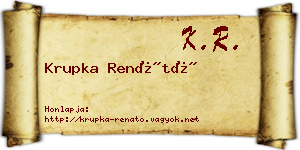 Krupka Renátó névjegykártya